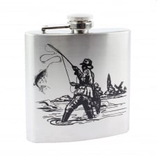 Fisherman Fly Fishing 6oz Stainless Steel Hip Flask