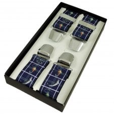 Fishing Dark Blue Checked Men's Trouser Braces