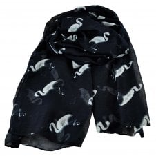 Flamingo Animal - Bird Print Navy Blue Lightweight Women's Shawl Scarf