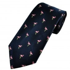 Flamingo Navy Blue Men's Novelty Tie