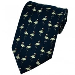Flamingo Navy Blue Novelty Tie