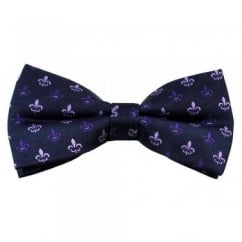 Fleur de Lis Navy Blue & Lilac Silk Bow Tie