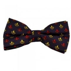 Fleur de Lis Purple, Red & Gold Silk Bow Tie