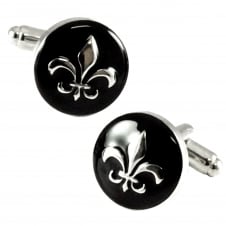 Fleur de Lys Black & Silver Cufflinks