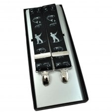 Fly Fisherman Fishing Themed Black & Grey Luxury Men's Trouser Braces
