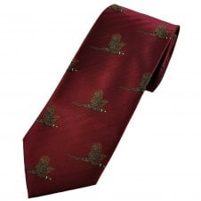 Flying Pheasant Wine Red Men's Novelty Tie