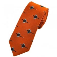 Flying Pheasants Burnt Orange Luxury Silk Narrow Country Tie
