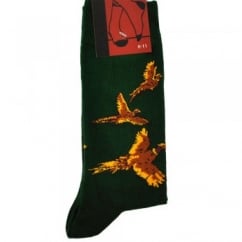 Flying Pheasants Men's Novelty Green Socks