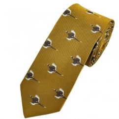 Flying Pheasants Olive Gold Luxury Silk Country Tie