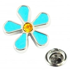 Forget Me Not Flower Design Lapel Pin Badge