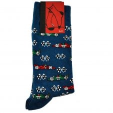 Formula One Racing Cars & Chequered Flag Men's Novelty Socks