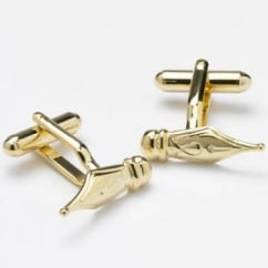 Fountain Pen Nib Novelty Cufflinks - Gold
