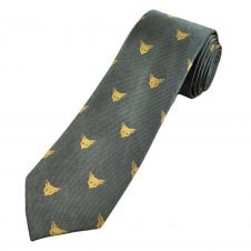 Fox Head Grey Silk Men's Luxury Country Tie