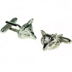 Fox Head Rhodium Plated Cufflinks