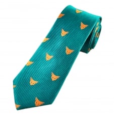 Fox Head Teal Green Silk Men's Luxury Country Tie