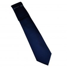 French Navy Blue Textured Men's Tie & Pocket Square Set by Lupi Romani