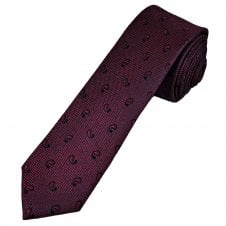 Fuchsia Pink & Navy Blue Paisley Luxury Silk Men's Skinny Tie