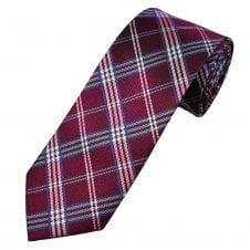 Fuchsia, Pink, Silver, Navy & Blue Checked Men's Silk Tie