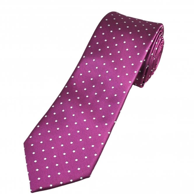 Fuchsia Pink & White Polka Dot Men's Tie