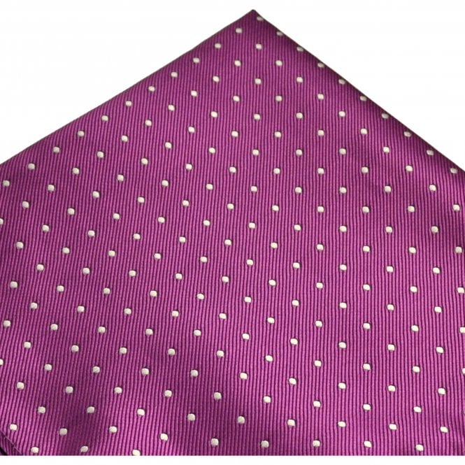 Fuchsia Pink & White Polka Dot Pocket Square Handkerchief