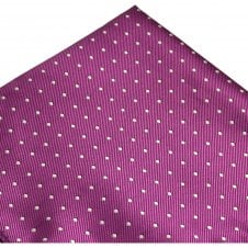Fuchsia Pink & White Polka Dot Pocket Square Handkerchief