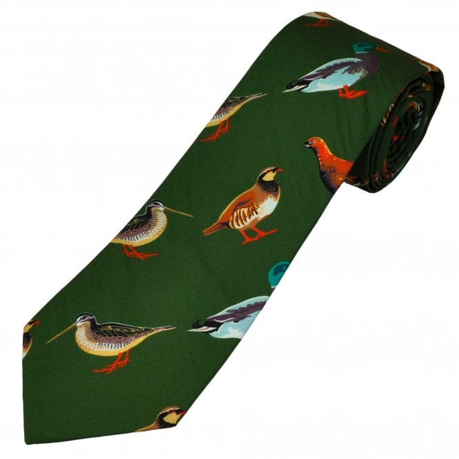 Game Birds Green 100% Cotton Men's Tie