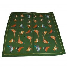Game Birds Green 100% Cotton Pocket Square Handkerchief