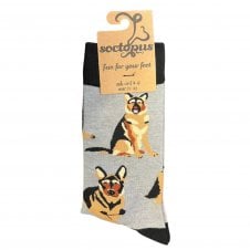 German Shepherd Alsatian Dog Grey Combed Cotton Rich Socks