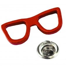 Glasses Spectacles Lapel Pin Badge - Vermilion Colour