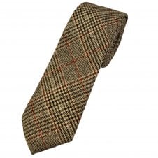 Gold, Beige, Brown & Blood Red Prince of Wales Check Wool Blend Men's Tie by Lupi Romani