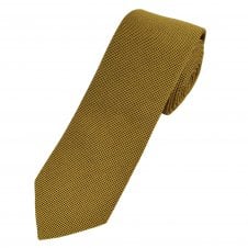 Gold & Black Micro Checked Waffle Patterned Wool & Silk Blend Men's Tie