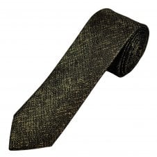 Gold & Black Silk Blend Lurex Men's Skinny Tie