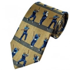 Gold Cricket Silk Tie