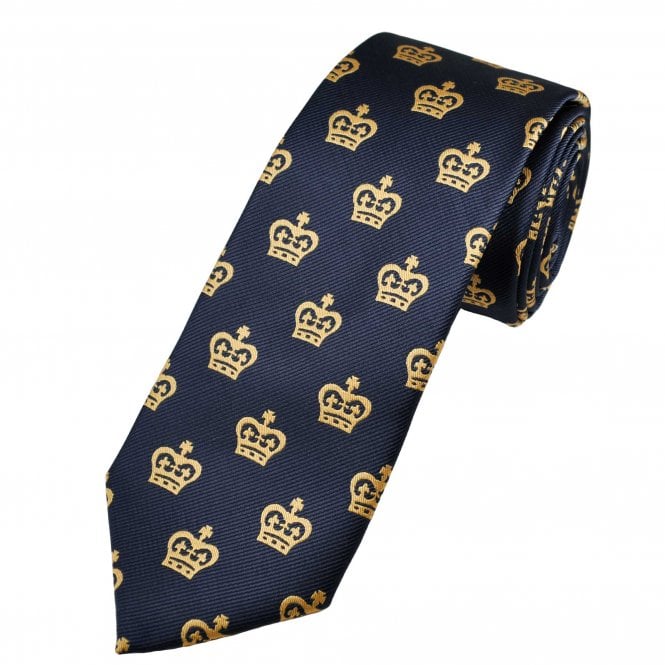 Gold Crown Navy Blue Men's Tie