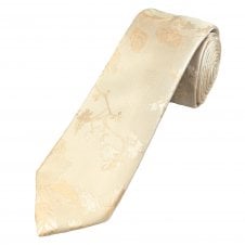 Gold & Ecru Floral Pattern Men's Tie