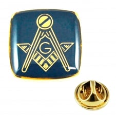 Gold Plated & Blue Masonic With G Lapel Pin Badge