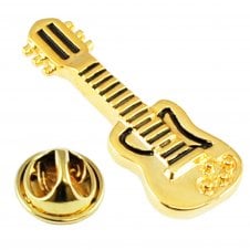 Gold Plated Electric Guitar Lapel Pin Badge