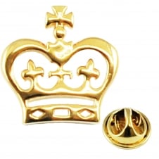 Gold Plated Flat Crown Lapel Pin Badge