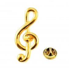 Gold Plated Treble Clef Lapel Pin Badge