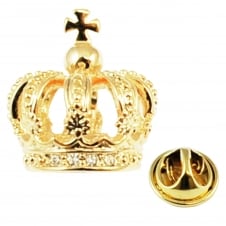 Golden 3D Crown Lapel Pin Badge