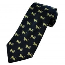 Golden Lions on Navy Blue Men's Novelty Tie