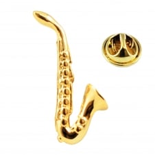 Golden Saxophone Lapel Pin Badge