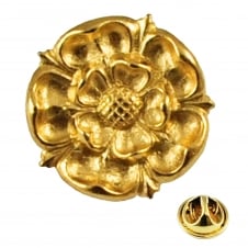 Golden Yorkshire Rose Lapel Pin Badge