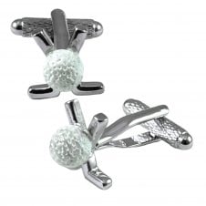Golf Clubs with White Ball Novelty Cufflinks