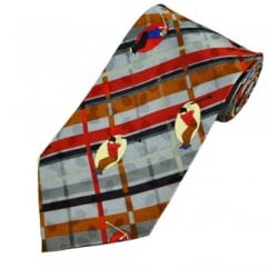 Golf Grey, Brown, Red & Blue Checked Men's Novelty Tie