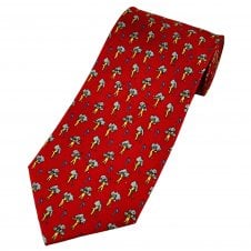 Golf Swings & Flags Red Silk Men's Novelty Tie