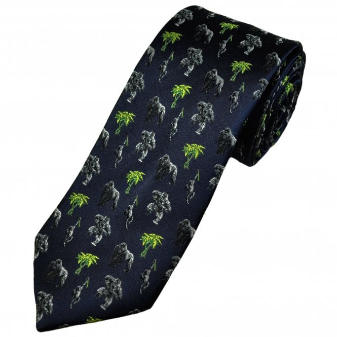 Gorillas Navy Blue Luxury Silk Men's Tie