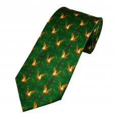 Green Duck Hunting Printed Silk Men's Tie