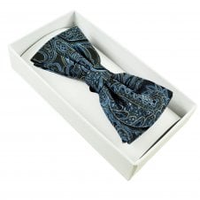 Green, Light Blue & Navy Patterned Men's Silk Bow Tie
