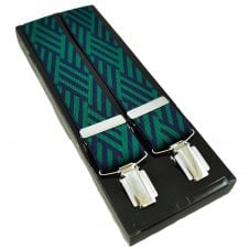 Green & Navy Blue Patterned Luxury Men's Trouser Braces